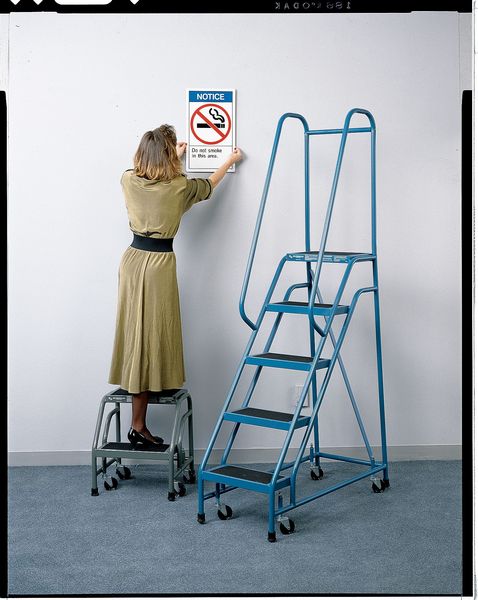 103 in H Steel Rolling Ladder, 6 Steps, 450 lb Load Capacity