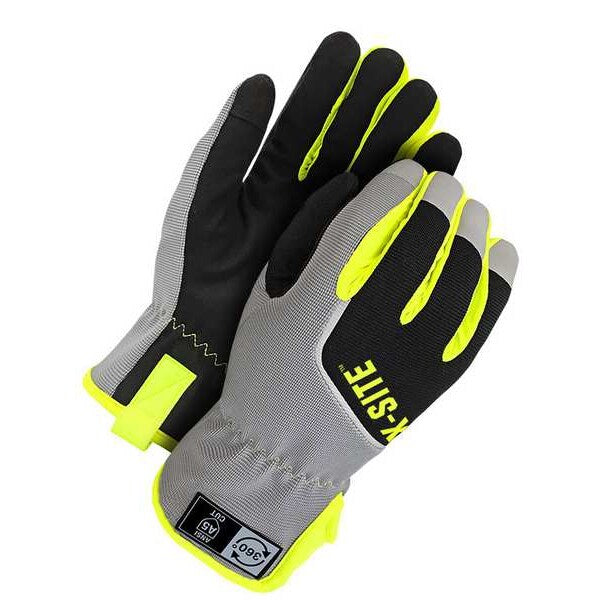 Mechanics Gloves, XL, Black, Gray, Yellow