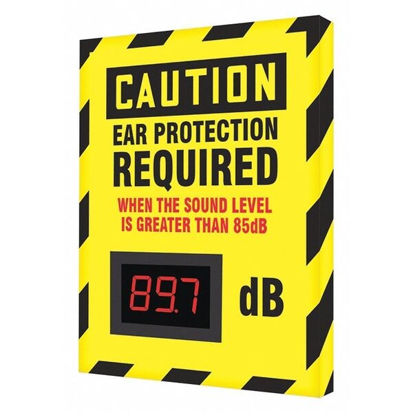 Sound Level Decibel Meter Sign, 12 in Height, 12 in Width, Aluminum, Square, English