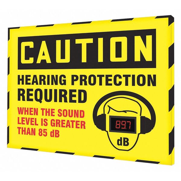 Sound Level Decibel Meter Sign, 30 in Height, 36 in Width, Aluminum, Horizontal Rectangle, English