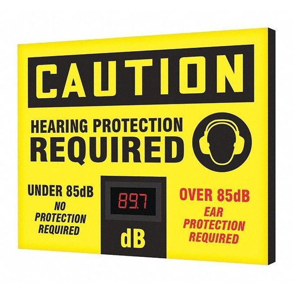 Sound Level Decibel Meter Sign, 12 in Height, 20 in Width, Aluminum, Horizontal Rectangle, English
