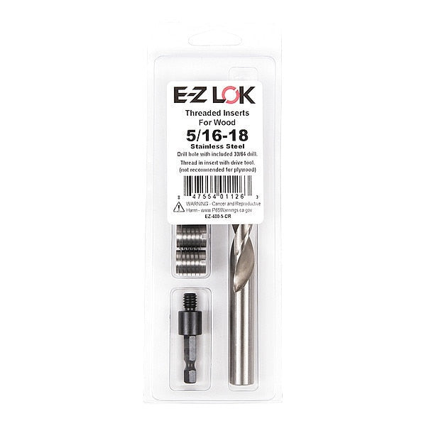 Thread Repair Kit, Knife Thread Inserts, Plain 18-8 Stainless Steel, 5 Inserts