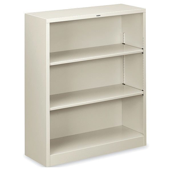 Metal Bookcase, Three-Shelf, 34-1/2w x 12-5/8d x 41h, Light Gray