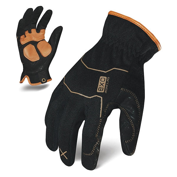 Mechanics Gloves, M, Black/Green, Reinforced, Spandex