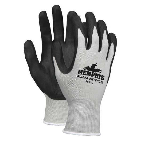 Foam Nitrile Coated Gloves, Palm Coverage, Gray, M, PR