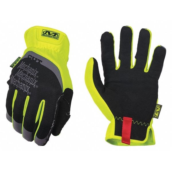 Hi-Vis Mechanics Gloves, XL, Yellow, Synthetic Leather, Trekdry(R)