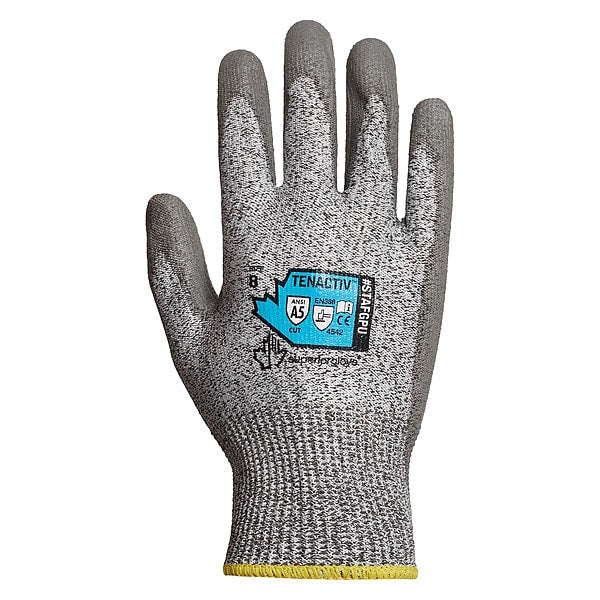 Cut Resistant Coated Gloves, A5 Cut Level, Polyurethane, 7, 1 PR