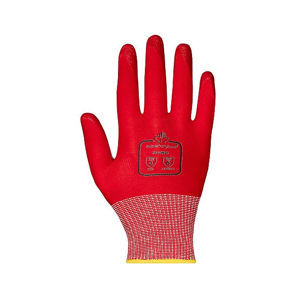 Work Gloves, Nitrile, M, Red/Red, PR, PK12