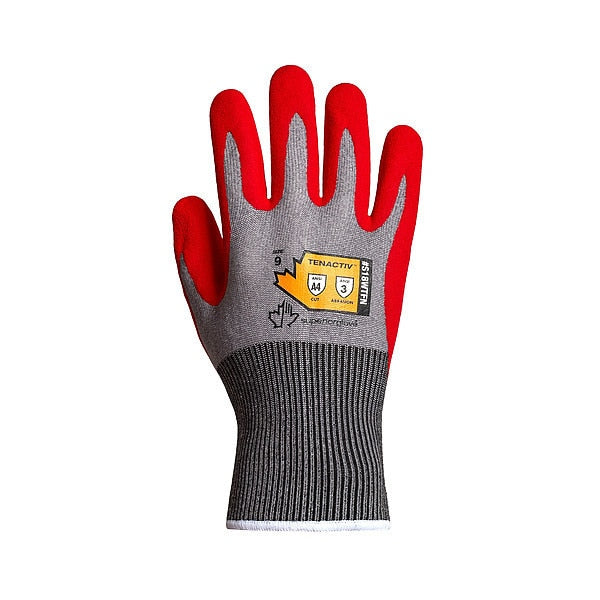 Work Gloves, Nitrile, 2XL, Red/Gray, PR