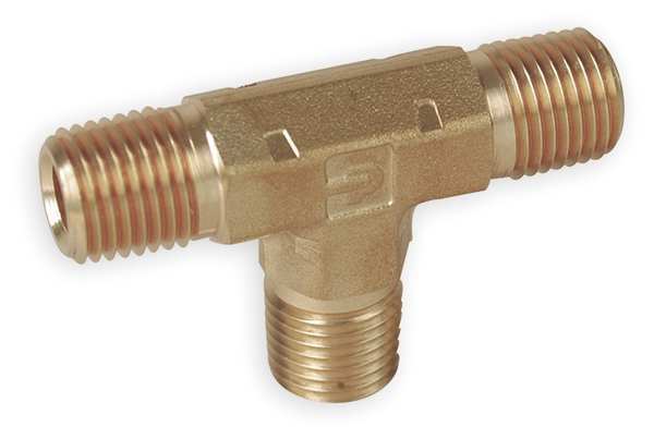 Brass Pipe Fitting, MNPT x MNPT x MNPT, 1/4