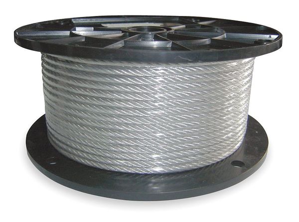Cable, 1/16 In, L100Ft, WLL96Lb, 7x7, SS