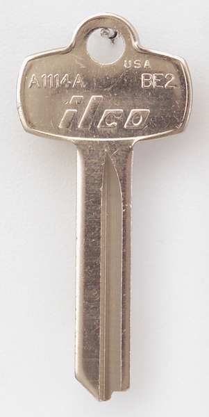 Key Blank, Brass, Type BE2, 7 Pin, PK10