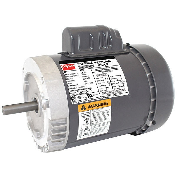 Capacitor-Start/Run General Purpose Motor, 2 HP, 115/208-230V AC Voltage, 56C Frame