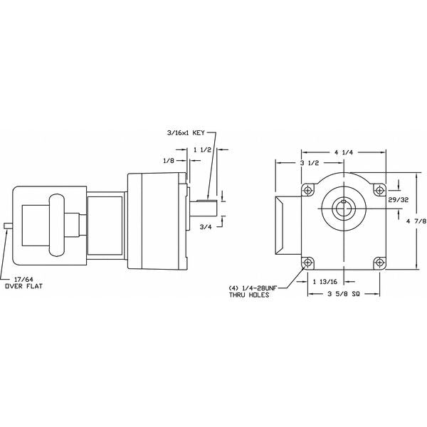 AC Gearmotor, 340.0 in-lb Max. Torque, 14 RPM Nameplate RPM, 115/230V AC Voltage, 1 Phase