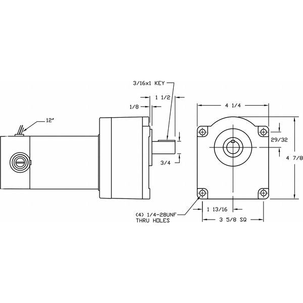 DC Gearmotor, 350.0 in-lb Max. Torque, 12 RPM Nameplate RPM, 90V DC Voltage