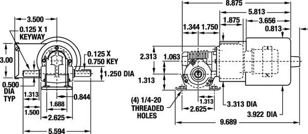 AC Gearmotor, 57.0 in-lb Max. Torque, 41 RPM Nameplate RPM, 115/230V AC Voltage, 1 Phase