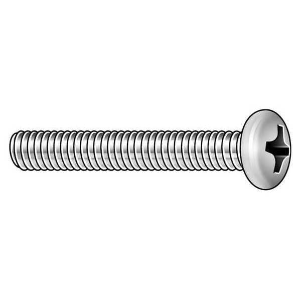 #10-32 x 1 in Phillips Pan Machine Screw, Plain Stainless Steel, 100 PK