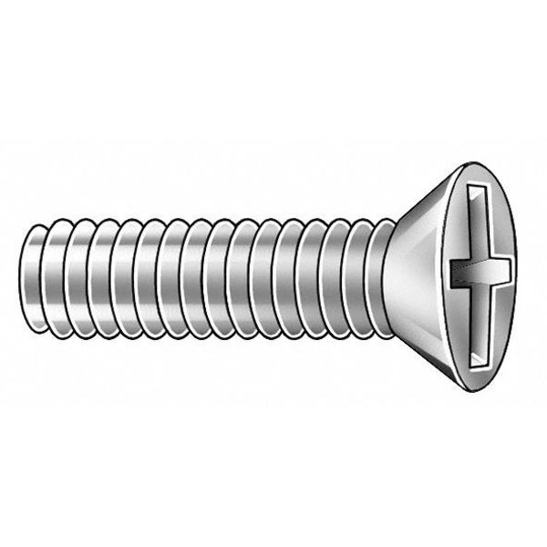 #10-32 x 1 in Phillips Flat Machine Screw, Plain Brass, 100 PK