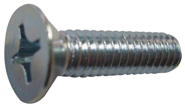 #10-32 x 1 in Phillips Flat Machine Screw, Zinc Plated Steel, 100 PK