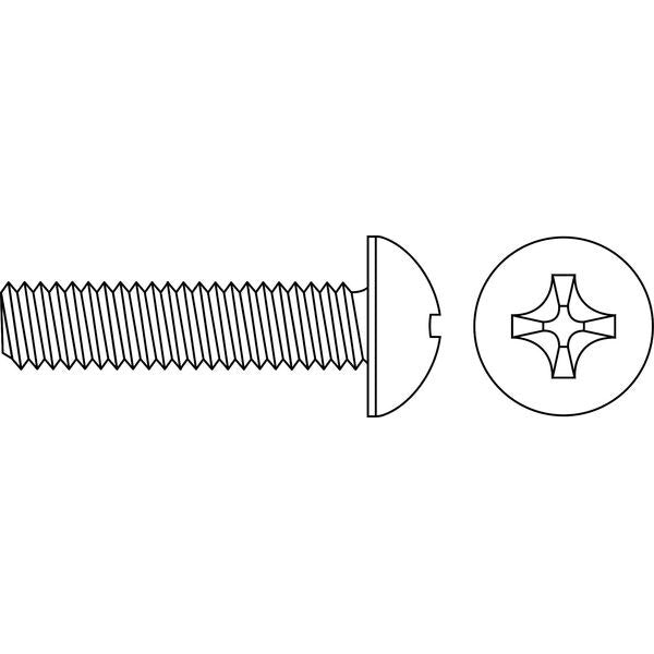#10-32 x 1-3/4 in Phillips Round Machine Screw, Zinc Plated Steel, 100 PK