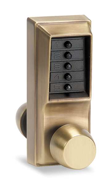 Push Button Lock, Entry, Antique Brass