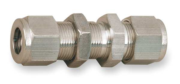 Bulkhead Union, Carbon Steel, Comp, 1/4In