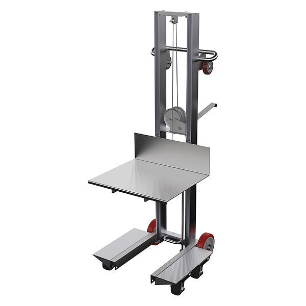 Manual Platform Lift Truck, Manual, 400 lb Load Capacity, Hand Winch Lift Control
