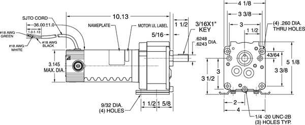 DC Gearmotor, 138.0 in-lb Max. Torque, 50 RPM Nameplate RPM, 90V DC Voltage