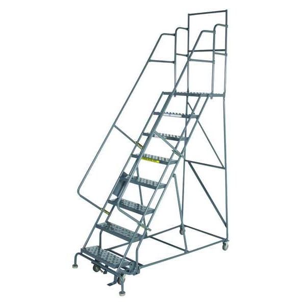 166 in H Steel Rolling Ladder, 13 Steps