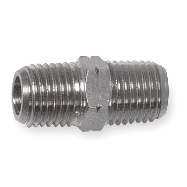 Chrome Plated Brass Hex Conversion Nipple, MNPT x MBSP, 1/4