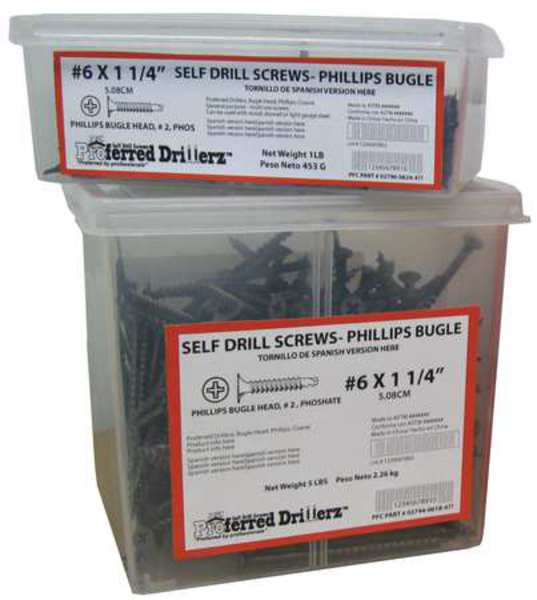 Drywall Screw, #8 x 2-1/2 in, Steel, Bugle Head Phillips Drive, 2500 PK