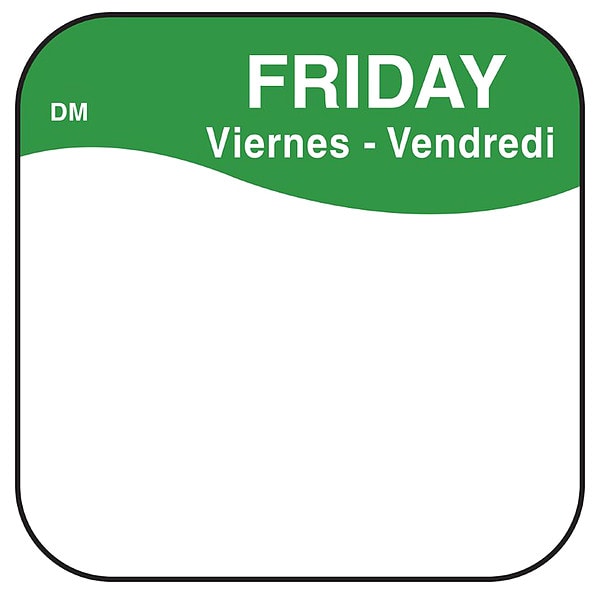 Food Safety Label, Green/White, 3/4 in H