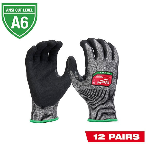 Level 6 Cut Resistant High-Dexterity Nitrile Dipped Gloves - X-Large (12 pair)