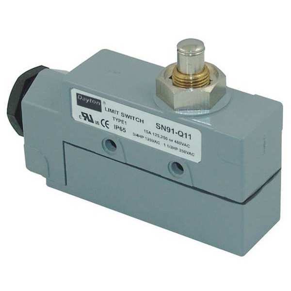 Limit Switch, Plunger, SPDT, 15A @ 480V AC, Actuator Location: Top