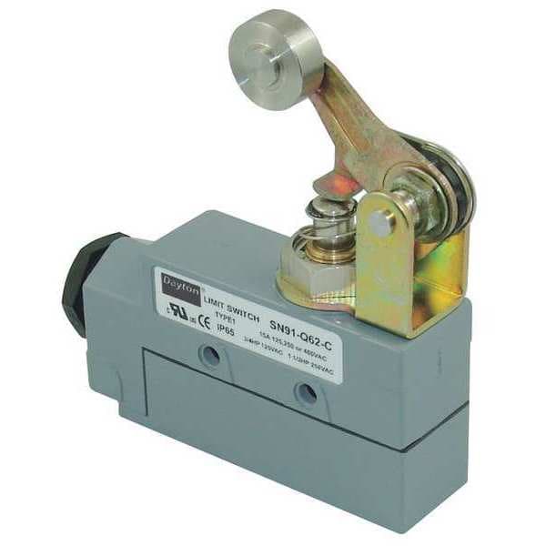 Limit Switch, Plunger, Roller Lever, SPDT, 15A @ 480V AC