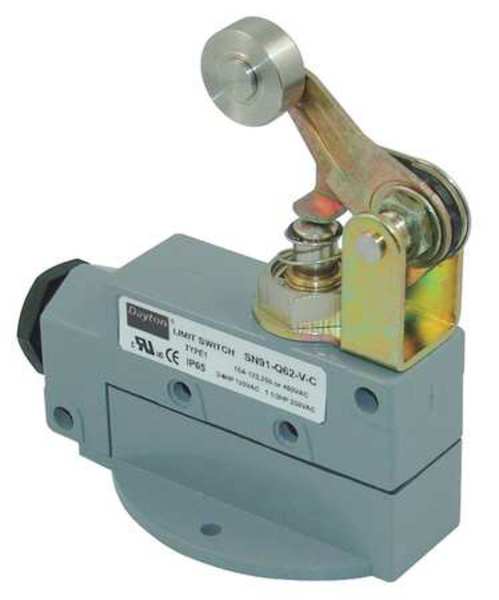 Limit Switch, Plunger, Roller Lever, SPDT, 15A @ 480V AC