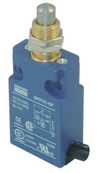 Limit Switch, Plunger, SPDT, 10A @ 300V AC, Actuator Location: Top