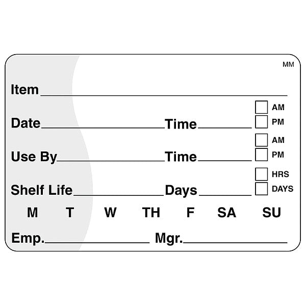Food Safety Label, White, 2 in H, 500pk