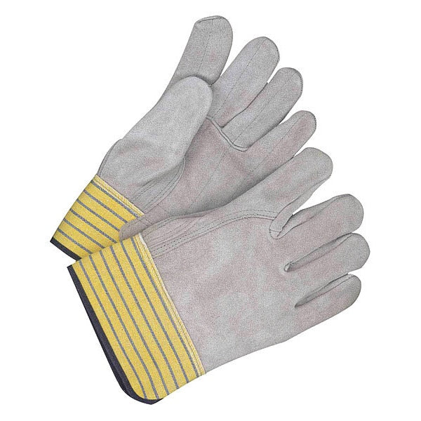 Leather Gloves, Cowhide Palm, Elastic
