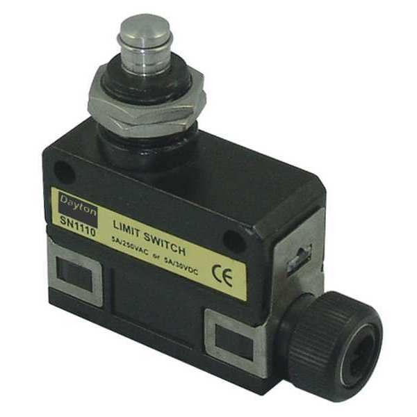 Limit Switch, Plunger, SPDT, 5A @ 240V AC, Actuator Location: Top