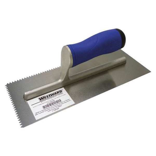 Notched Trowel, 11 x 4-1/2, Steel, Type: 2-sided