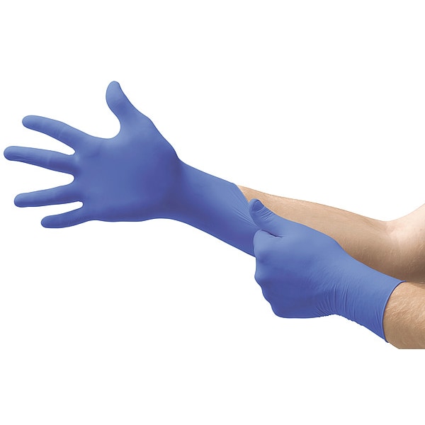 Microflex Exam Gloves with Textured Fingertips, Nitrile, Powder-Free, L (9), Cobalt Blue, 100 Pack