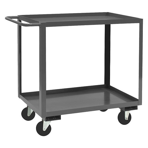 Steel Utility Cart with Lipped Metal Shelves, Flat, 2 Shelves, 1,400 lb