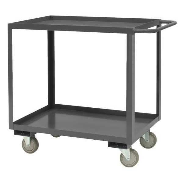 Steel Utility Cart with Lipped Metal Shelves, Flat, 2 Shelves, 1,200 lb