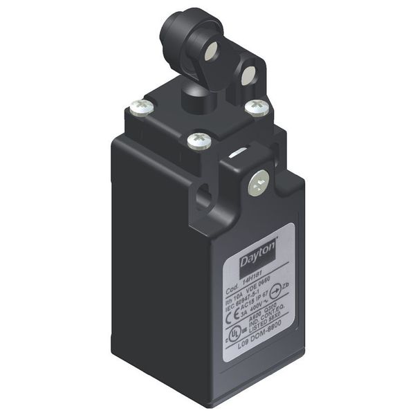 Limit Switch, Plunger, Roller Lever, 1NC/1NO, 10A @ 480V AC