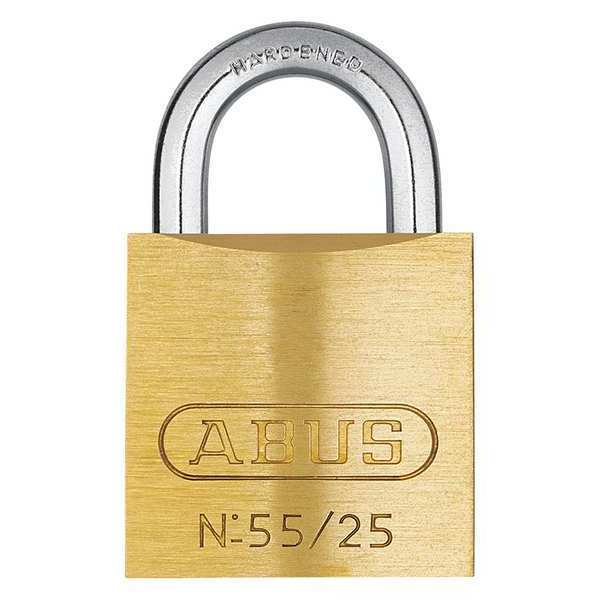 Padlock, Keyed Different, Standard Shackle, Rectangular Brass Body, Steel Shackle, 7/16 in W