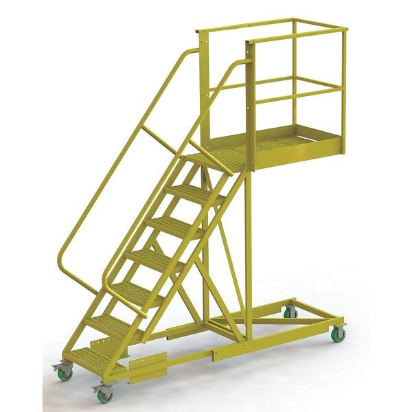 112 in H Steel Cantilever Rolling Ladder, 7 Steps