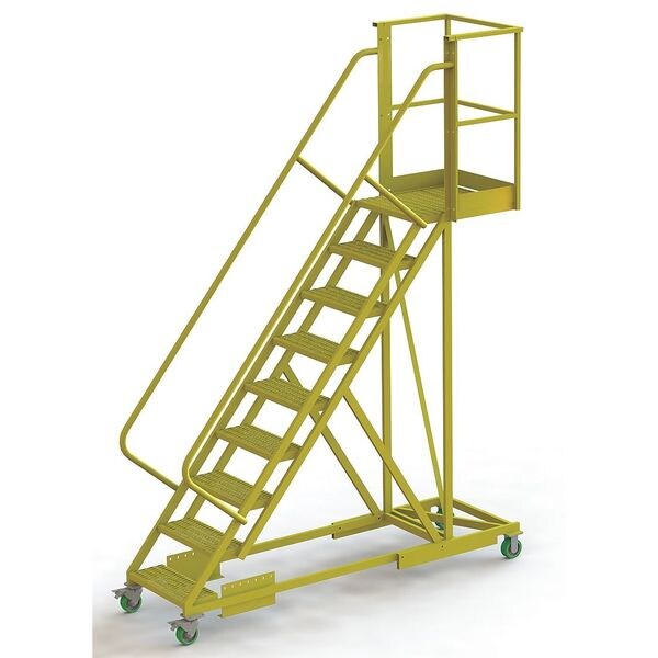 132 in H Steel Cantilever Rolling Ladder, 9 Steps