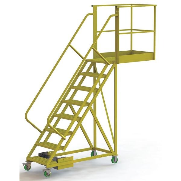 122 in H Steel Cantilever Rolling Ladder, 8 Steps