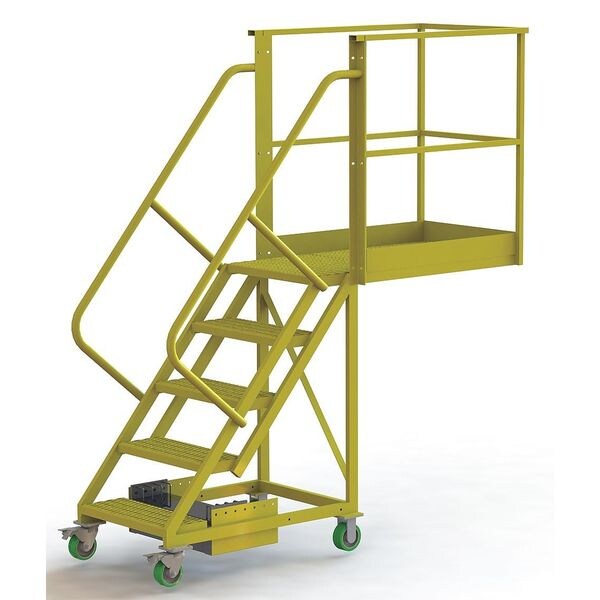 92 in H Steel Cantilever Rolling Ladder, 5 Steps